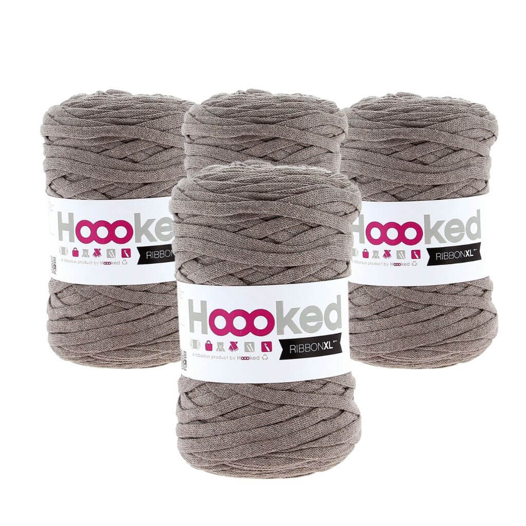 Hoooked RibbonXL 4er Spar-Set, Farbe Earth Taupe – Baumwolle bei Lieblingsgarn