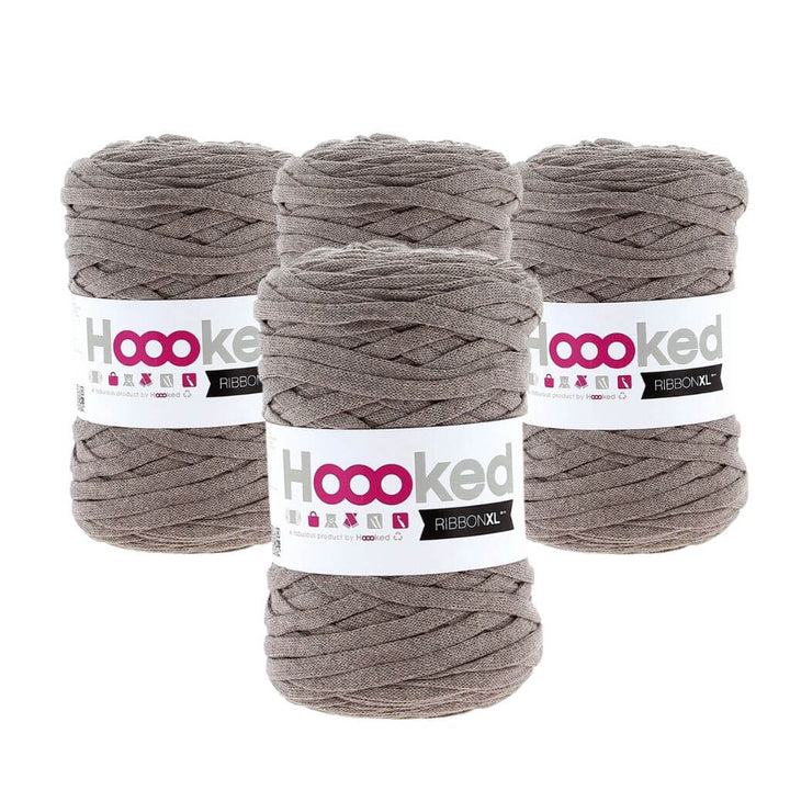 Hoooked RibbonXL 4er Spar-Set, Farbe Earth Taupe – Baumwolle bei Lieblingsgarn
