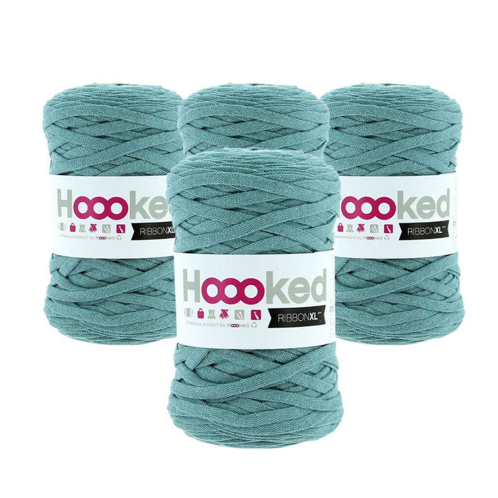 Hoooked RibbonXL 4er Spar-Set, Farbe Emerald Splash – Baumwolle bei Lieblingsgarn