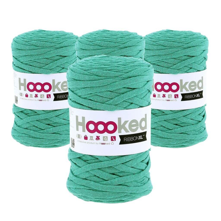 Hoooked RibbonXL 4er Spar-Set, Farbe Happy Mint – Baumwolle bei Lieblingsgarn