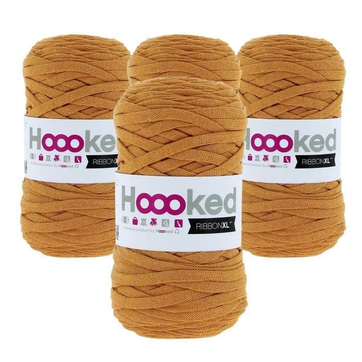 Hoooked RibbonXL 4er Spar-Set, Farbe Harvest Ocre – Baumwolle bei Lieblingsgarn