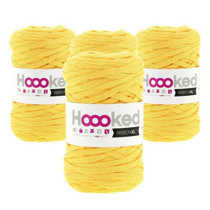Hoooked RibbonXL 4er Spar-Set, Farbe Lemon Yellow – Baumwolle bei Lieblingsgarn