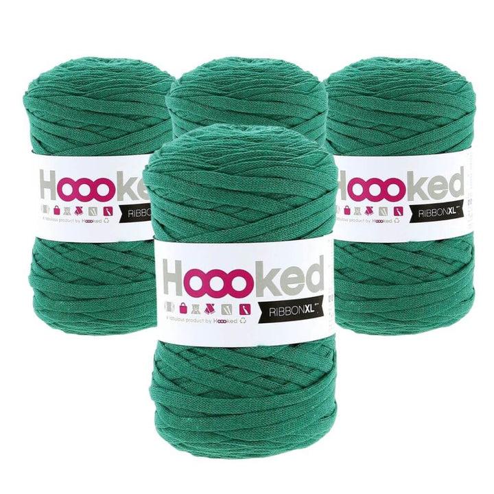 Hoooked RibbonXL 4er Spar-Set, Farbe Lush Green – Baumwolle bei Lieblingsgarn