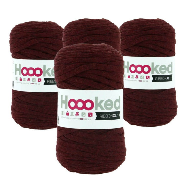 Hoooked RibbonXL 4er Spar-Set, Farbe Maroon Rust – Baumwolle bei Lieblingsgarn
