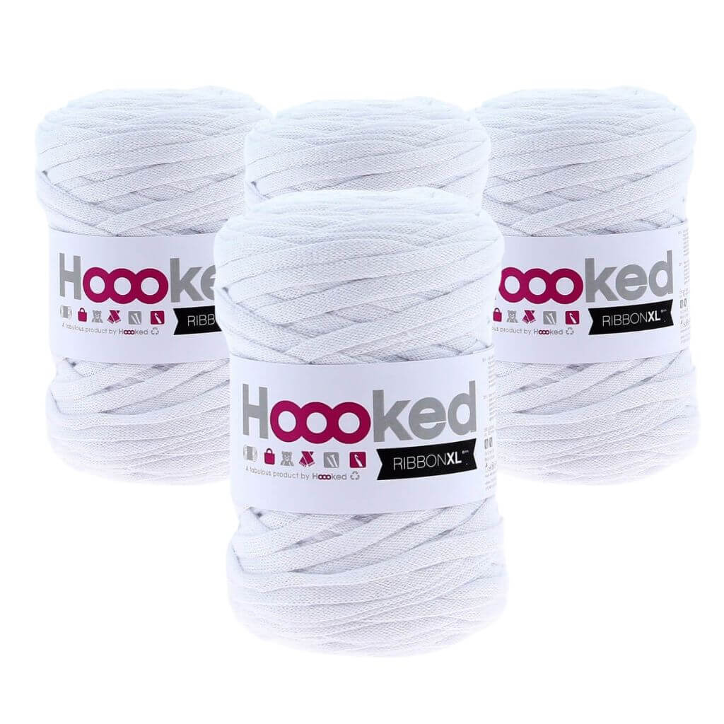 Hoooked RibbonXL 4er Spar-Set, Farbe Optic White – Baumwolle bei Lieblingsgarn
