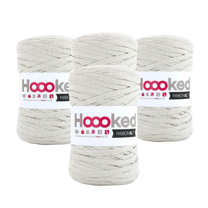 Hoooked RibbonXL 4er Spar-Set, Farbe Sandy Ecru – Baumwolle bei Lieblingsgarn