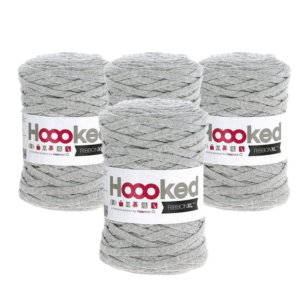 Hoooked RibbonXL 4er Spar-Set, Farbe Silver Grey – Baumwolle bei Lieblingsgarn