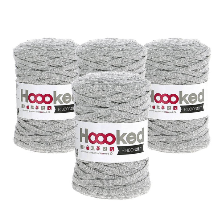 Hoooked RibbonXL 4er Spar-Set, Farbe Silver Grey – Baumwolle bei Lieblingsgarn