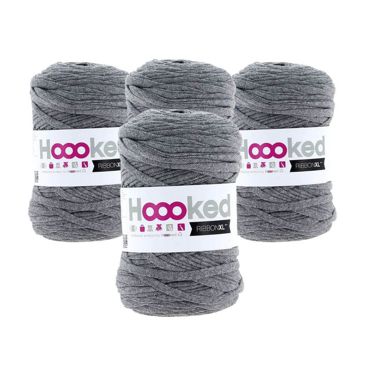 Hoooked RibbonXL 4er Spar-Set, Farbe Stone Grey – Baumwolle bei Lieblingsgarn