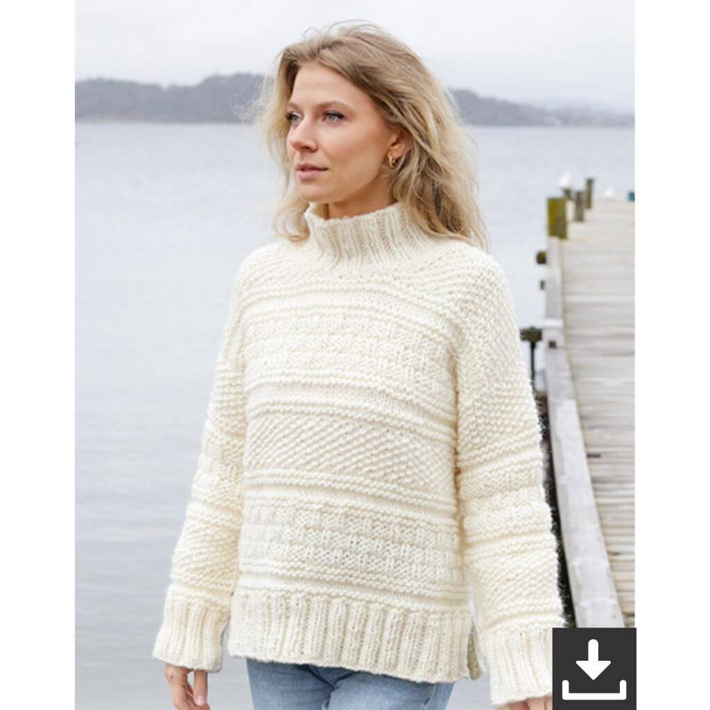 Drops Design Pattern Damen Pullover Ice Tide Strickanleitung - Drops (PDF) bei bei bei bei Lieblingsgarn