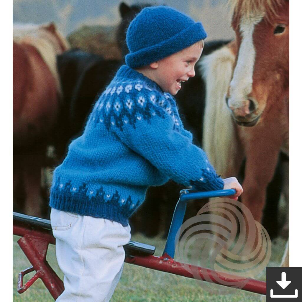 Lopi Pattern Islandpullover für Kinder mit Mütze Strickanleitung - Lopi (PDF) bei bei bei bei Lieblingsgarn