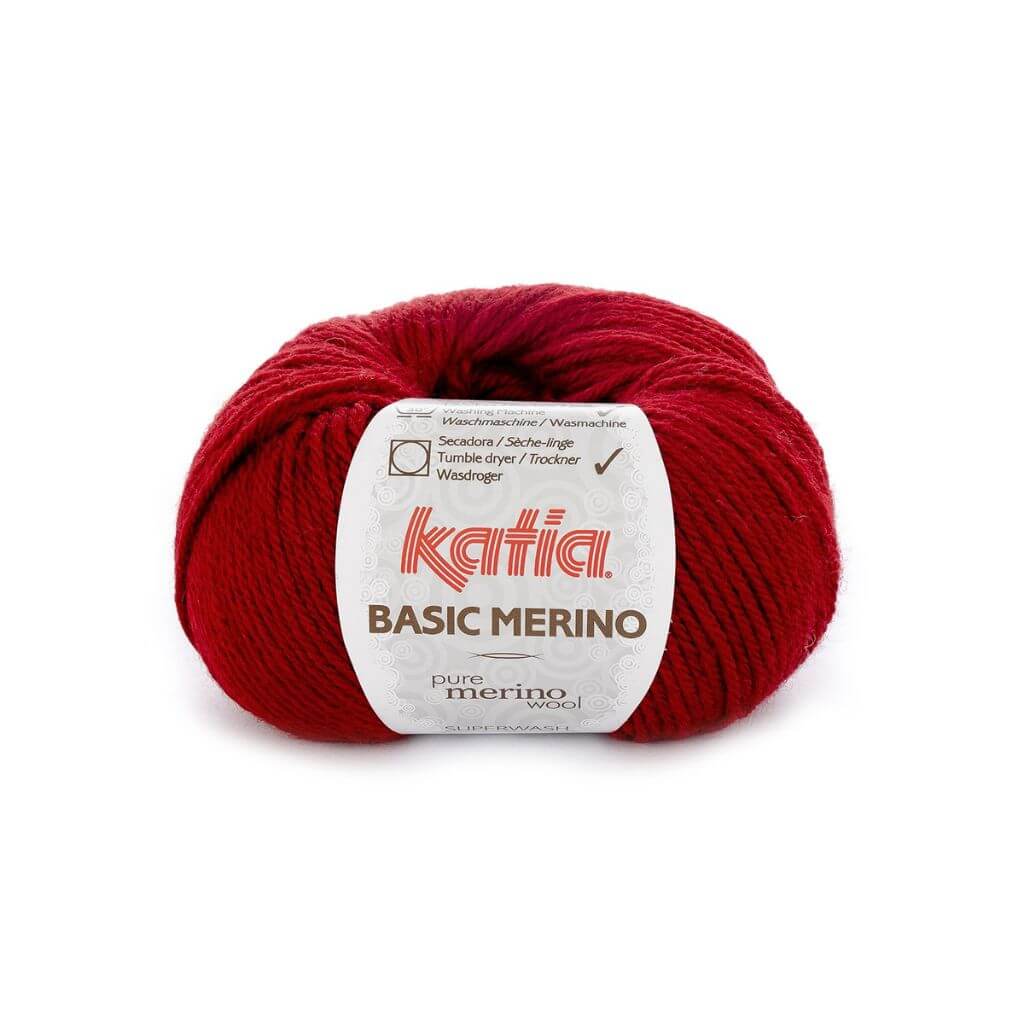 Katia Basic Merino, Farbe 22 Weinrot – Schurwolle und Synthetik bei Lieblingsgarn