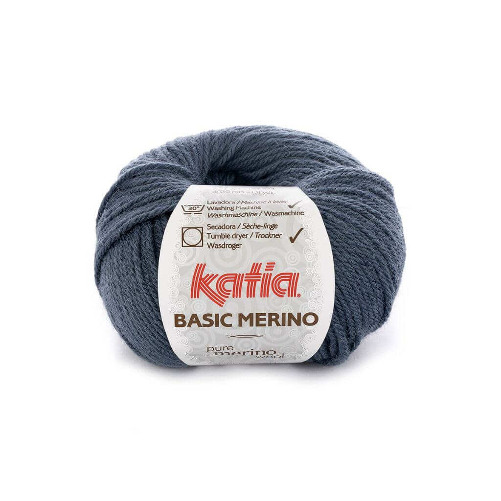 Katia Basic Merino, Farbe 32 Graublau – Schurwolle und Synthetik bei Lieblingsgarn