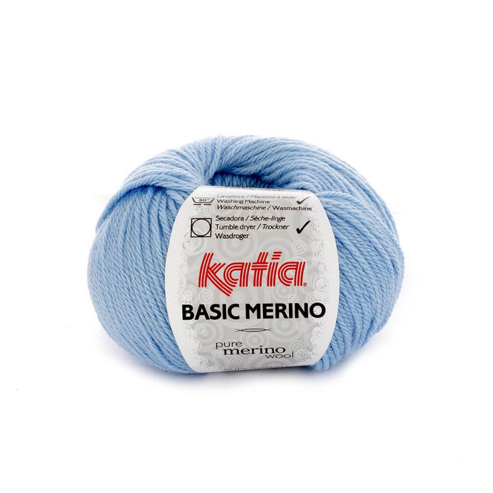 Katia Basic Merino, Farbe 34 Himmelblau – Schurwolle und Synthetik bei Lieblingsgarn
