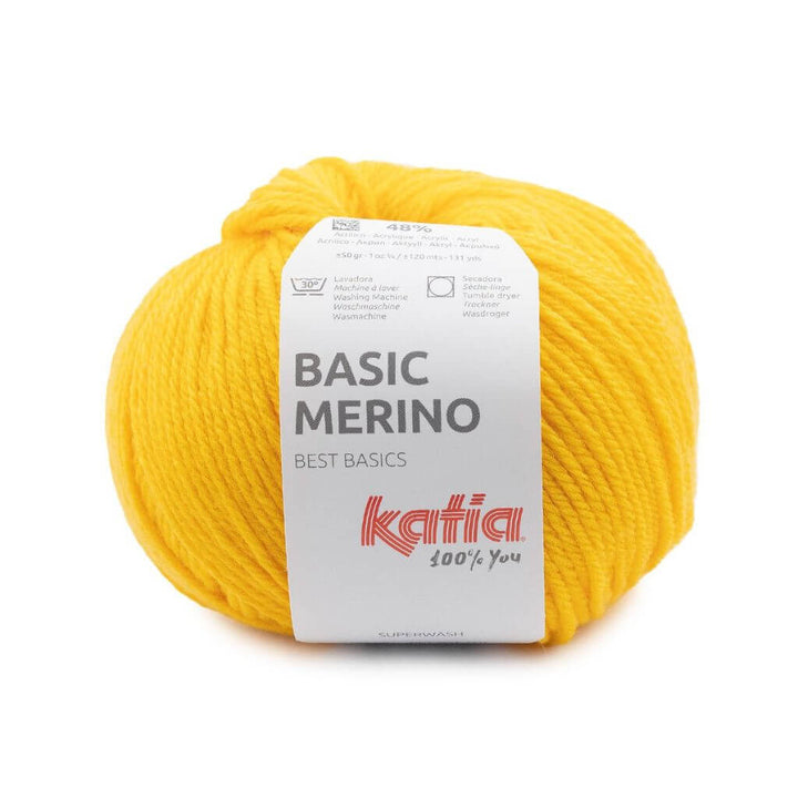 Katia Basic Merino, Farbe 96 Verkehrsgelb – Schurwolle und Synthetik bei Lieblingsgarn