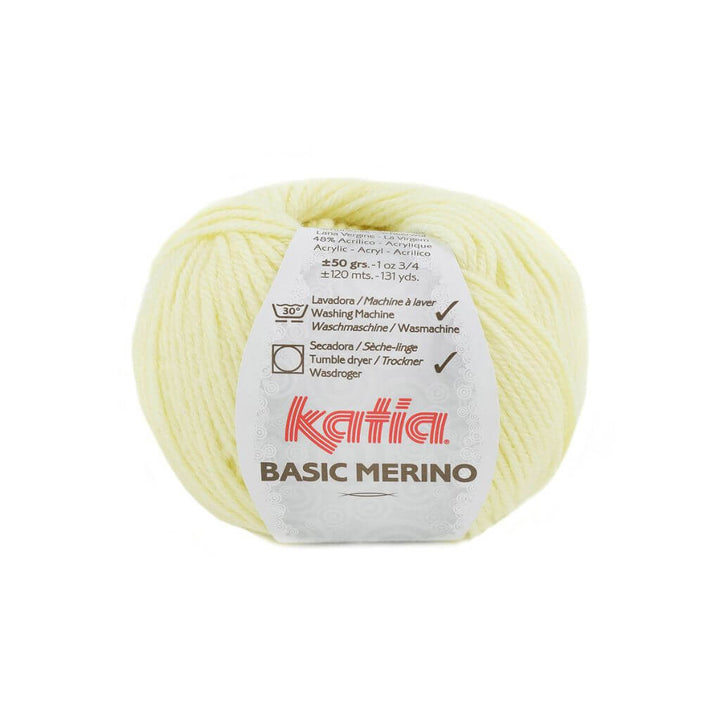 Katia Basic Merino, Farbe 84 Pastellgelb – Schurwolle und Synthetik bei Lieblingsgarn