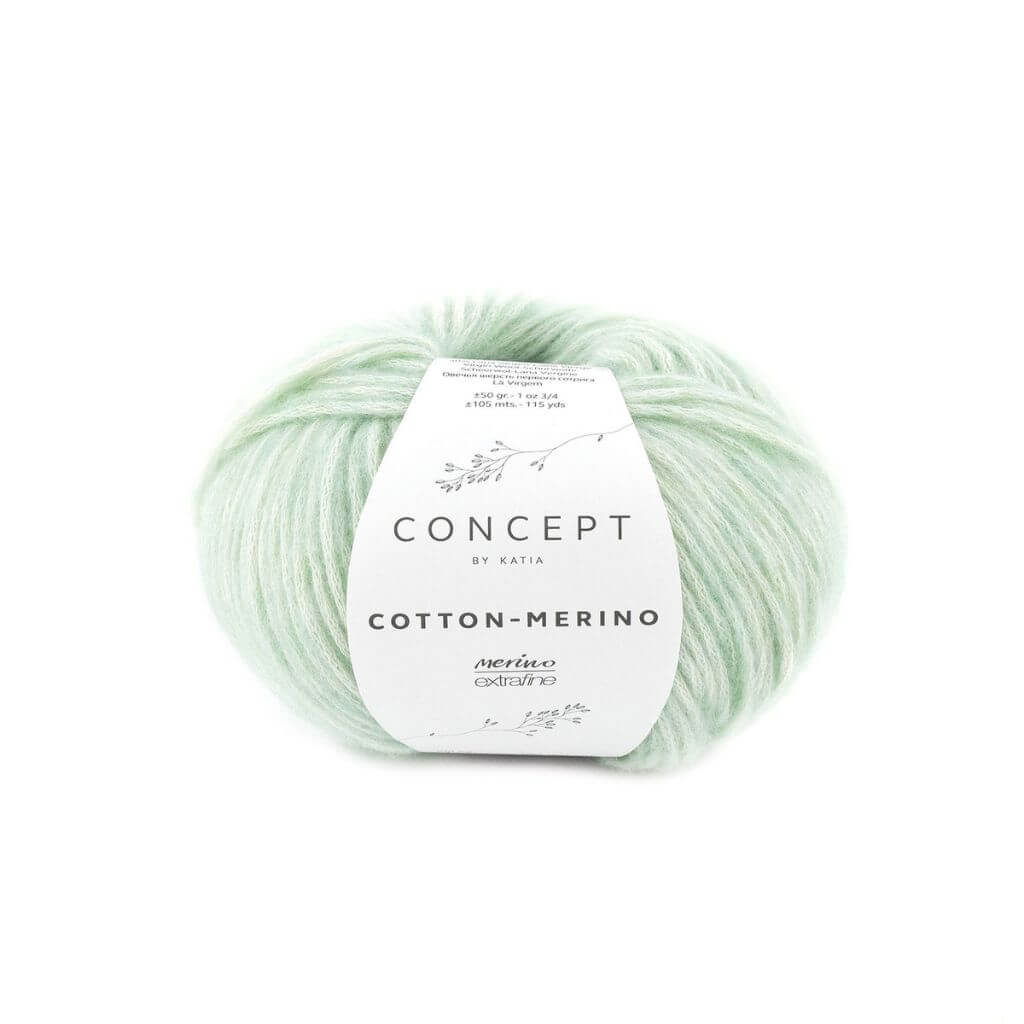 Katia Concept Cotton Merino, Farbe 132 Weißgrün – Baumwolle und Merino bei Lieblingsgarn