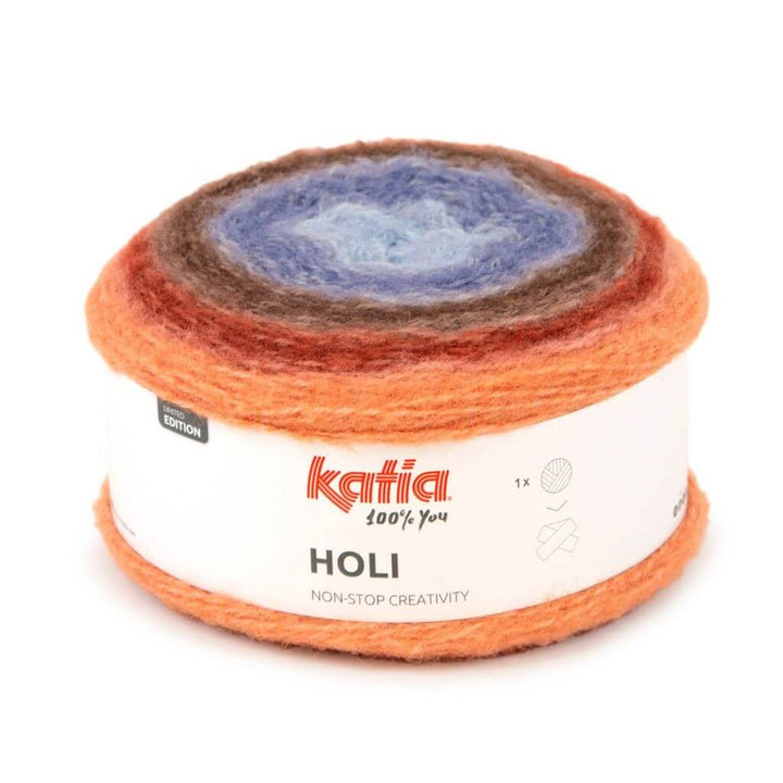 Katia Holi, Farbe 0507 Rostrot Schokoladen braun Blau – Schurwolle und Synthetik bei Lieblingsgarn