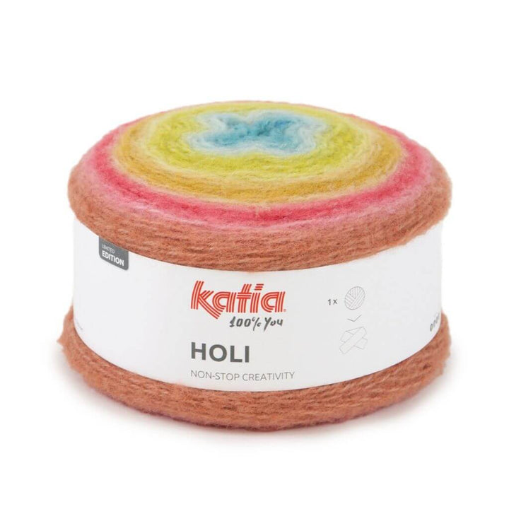 Katia Holi, Farbe 0508 Rostrot Limonengrün Wasserblau – Schurwolle und Synthetik bei Lieblingsgarn