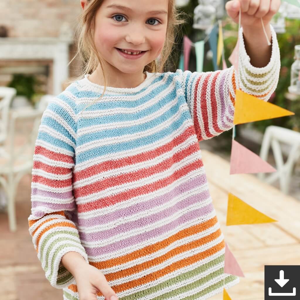 Lana Grossa Pattern Kinder Raglanpullover gestreift Strickset - Lana Grossa (PDF) bei bei bei bei bei bei Lieblingsgarn