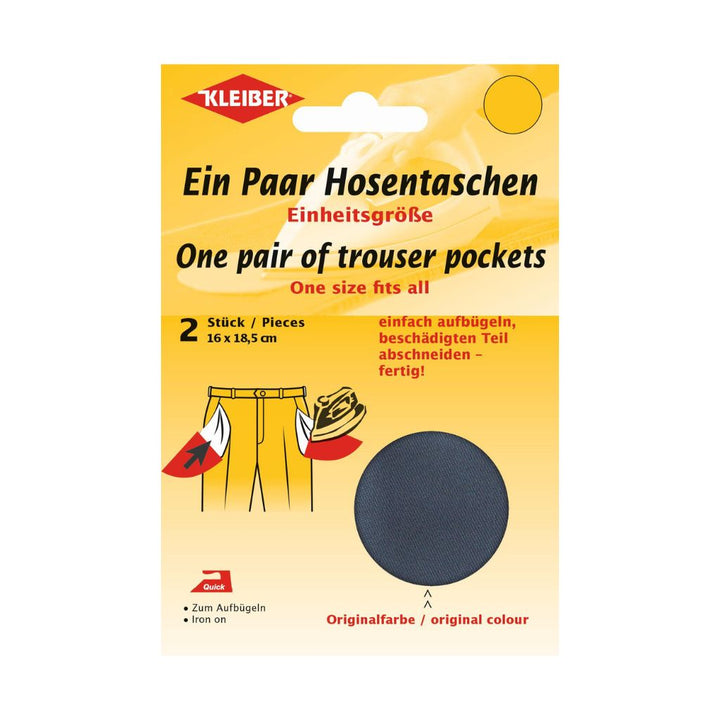 Kleiber Quick Ein Paar Hosentaschen zum Aufbügeln, Farbe 01 Dunkelgrau – Baumwolle und Synthetik bei Lieblingsgarn