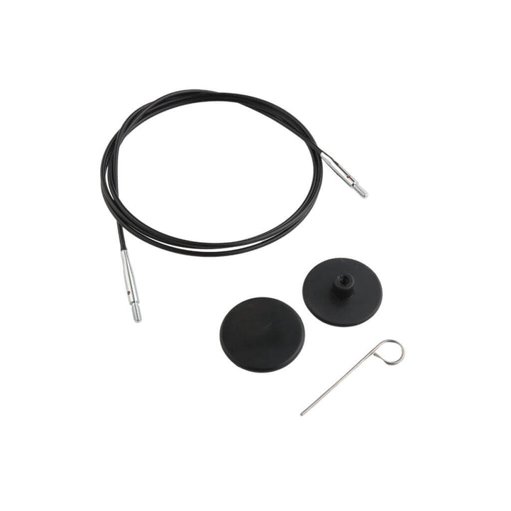 KnitPro Nadelseil Swivel 360° schwarz, Farbe 100 – Metall bei Lieblingsgarn