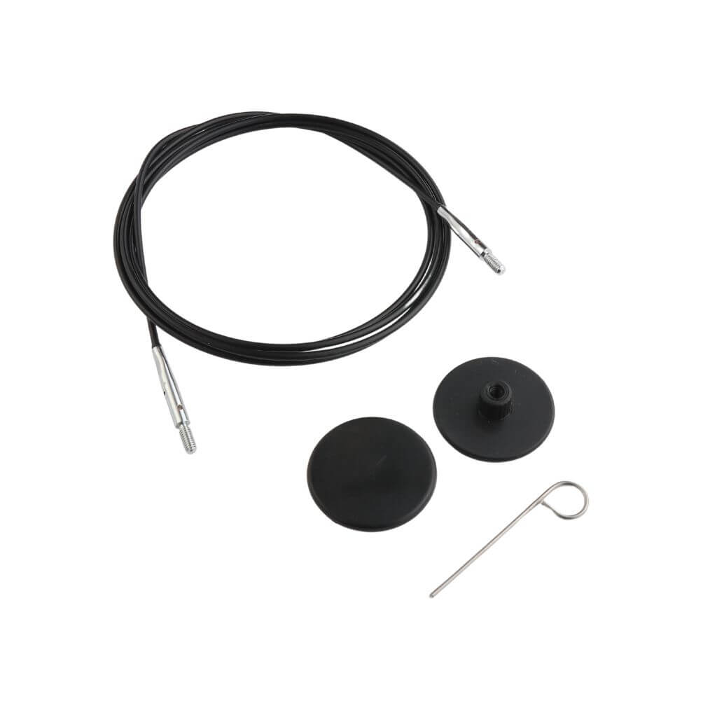 KnitPro Nadelseil Swivel 360° schwarz, Farbe 120 – Metall bei Lieblingsgarn