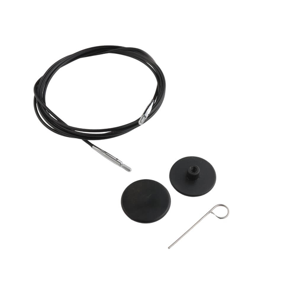 KnitPro Nadelseil Swivel 360° schwarz, Farbe 150 – Metall bei Lieblingsgarn