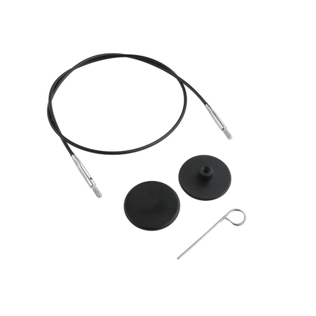 KnitPro Nadelseil Swivel 360° schwarz, Farbe 60 – Metall bei Lieblingsgarn