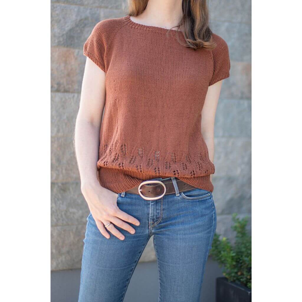 Inga Mallwitz Damen Kurzarmpullover Korn Tee Strickanleitung - Appelbanne Design (PDF) bei bei bei bei bei bei Lieblingsgarn