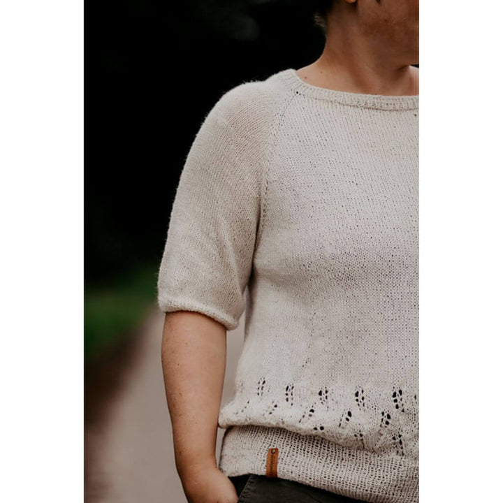 Inga Mallwitz Damen Kurzarmpullover Korn Tee Strickanleitung - Appelbanne Design (PDF) bei bei bei bei bei bei Lieblingsgarn
