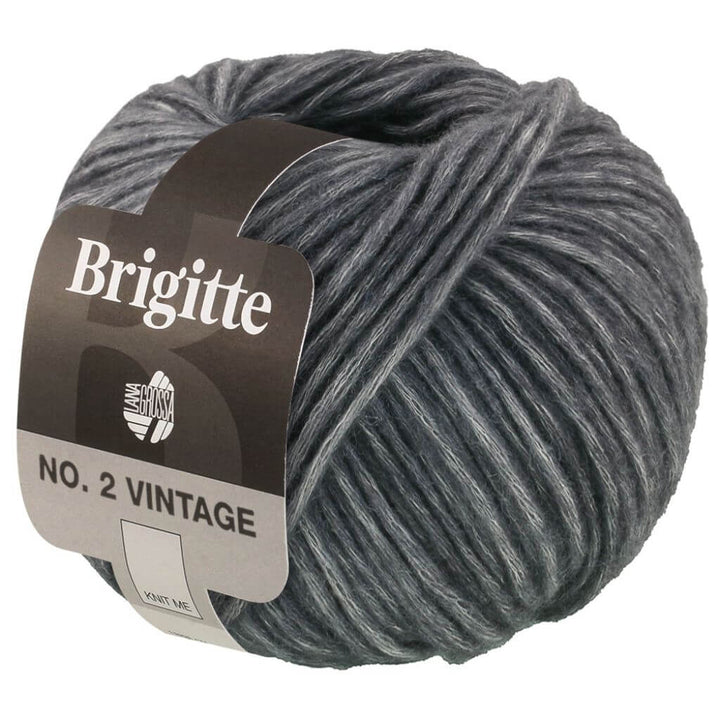 Lana Grossa Brigitte No.2 Vintage, Farbe 210 Dunkelgrau meliert – Baumwolle, Merino und Seide bei Lieblingsgarn