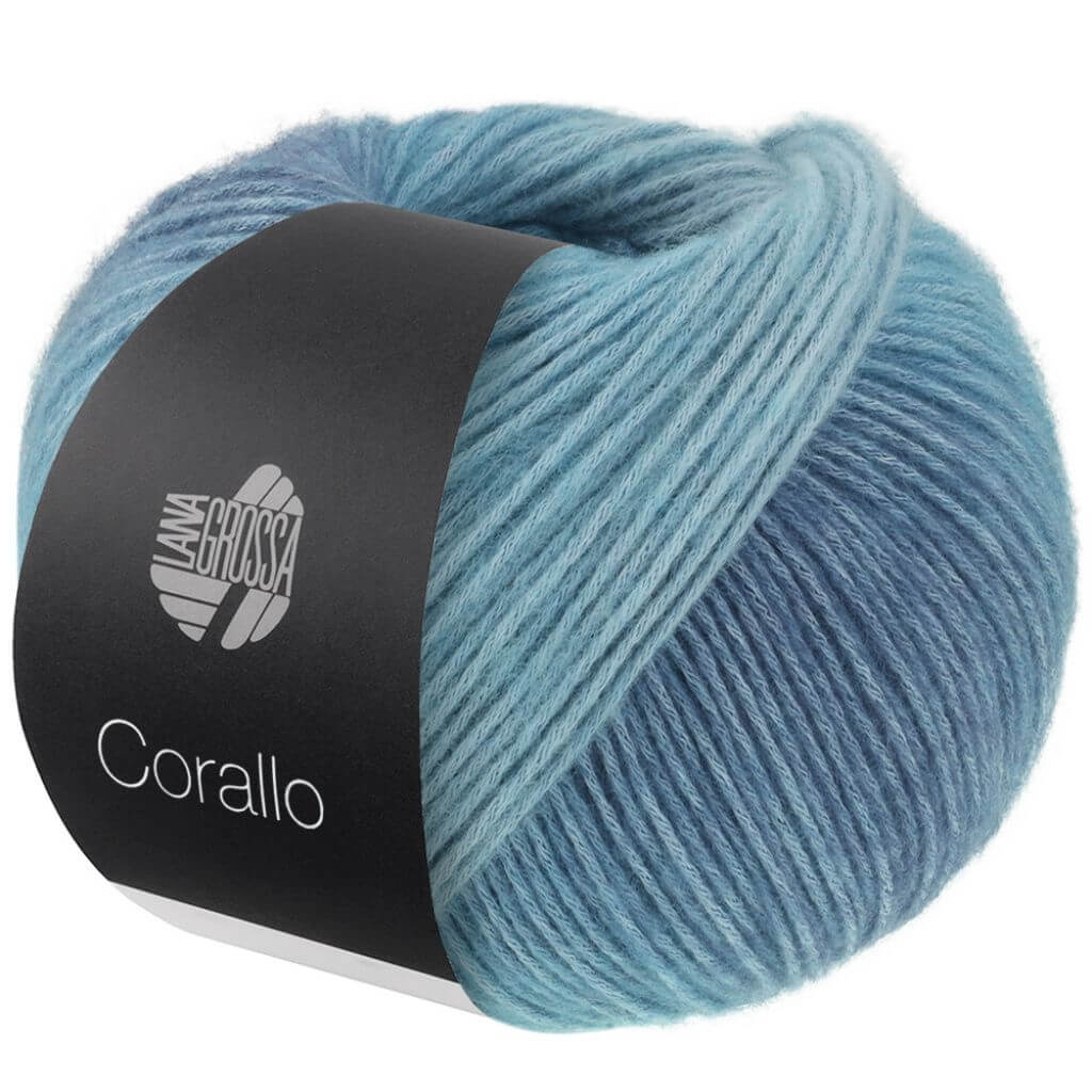 Lana Grossa Corallo, Farbe 7 Helltürkis/Türkis/ Jeans – Baumwolle und Merino bei Lieblingsgarn