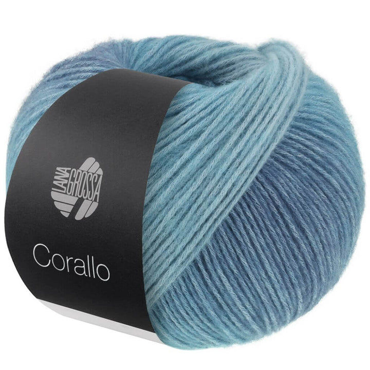 Lana Grossa Corallo, Farbe 7 Helltürkis/Türkis/ Jeans – Baumwolle und Merino bei Lieblingsgarn
