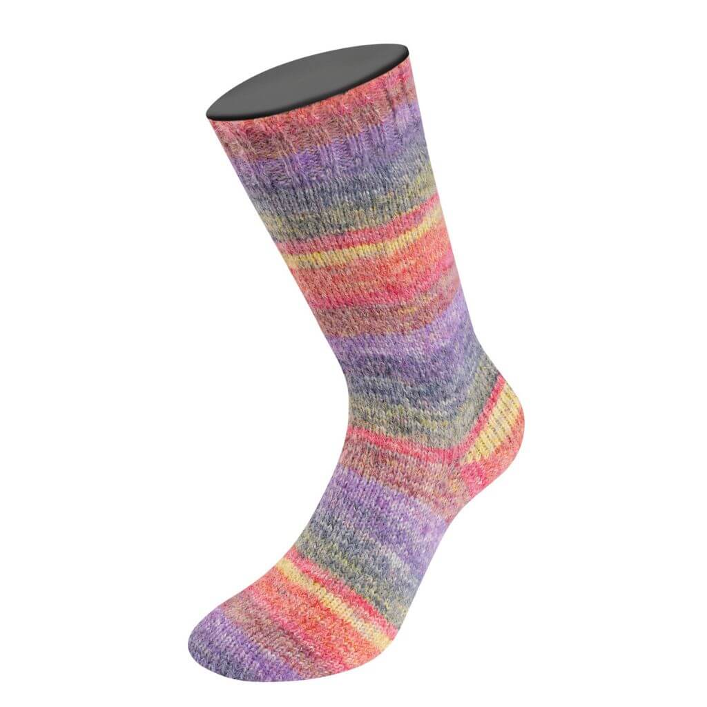 Lana Grossa Cosy Socks Dream, Farbe 251 Terrakotta/Senf/Dunkelgrau/Blauviolett/Lila/ Dunkelrot/Rot bei Lieblingsgarn