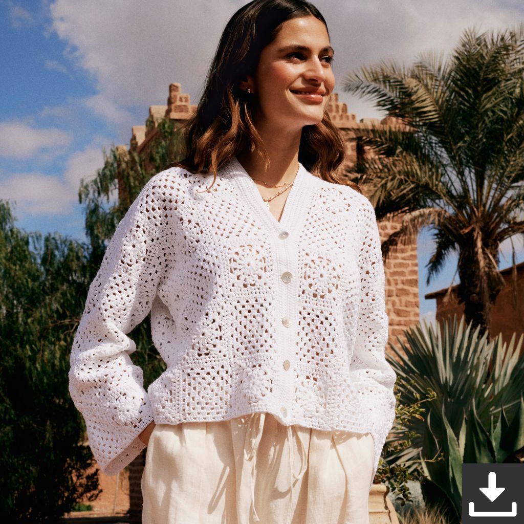 Lana Grossa Pattern Cardigan mit Granny Squares Häkelanleitung - Lana Grossa (PDF) bei bei bei bei Lieblingsgarn
