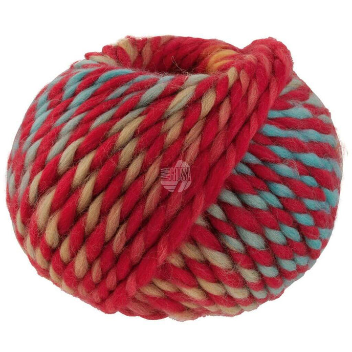 Lana Grossa Dolce, Farbe 9 Rot/Hellpetrol/Rostorange/Erdbeerrot – Merino bei Lieblingsgarn