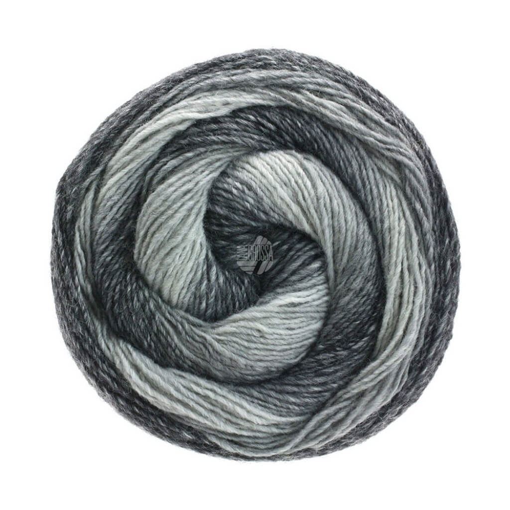 Lana Grossa Gomitolo Versione - Bobbel Wolle, Farbe 413 Silber /Hell /Mittel /Dunkelgrau – Acryl, Merino bei Lieblingsgarn