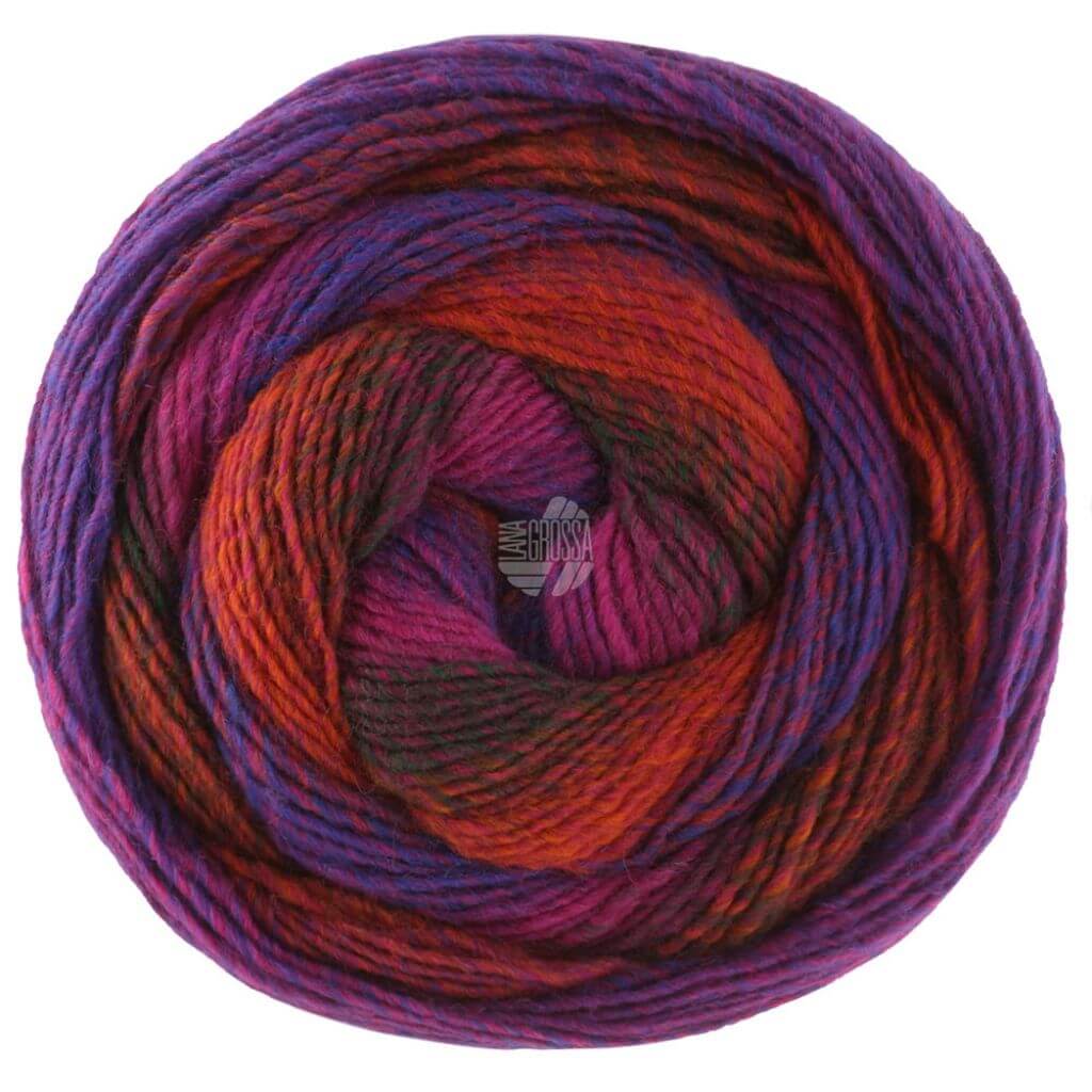 Lana Grossa Gomitolo Versione - Bobbel Wolle, Farbe 459 Rotviolett/Purpur/Schwarzgrün/Terrakotta/ bei Lieblingsgarn