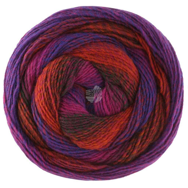 Lana Grossa Gomitolo Versione - Bobbel Wolle, Farbe 459 Rotviolett/Purpur/Schwarzgrün/Terrakotta/ bei Lieblingsgarn