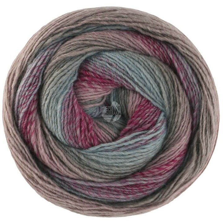 Lana Grossa Gomitolo Versione - Bobbel Wolle, Farbe 461 Bordeaux/Minttürkis/Graubraun/Altrosa – Acryl bei Lieblingsgarn