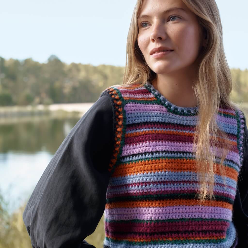 Lana Grossa Pattern Gestreifter Pullunder Häkelanleitung - Lana Grossa (Heft) Lieblingsgarn