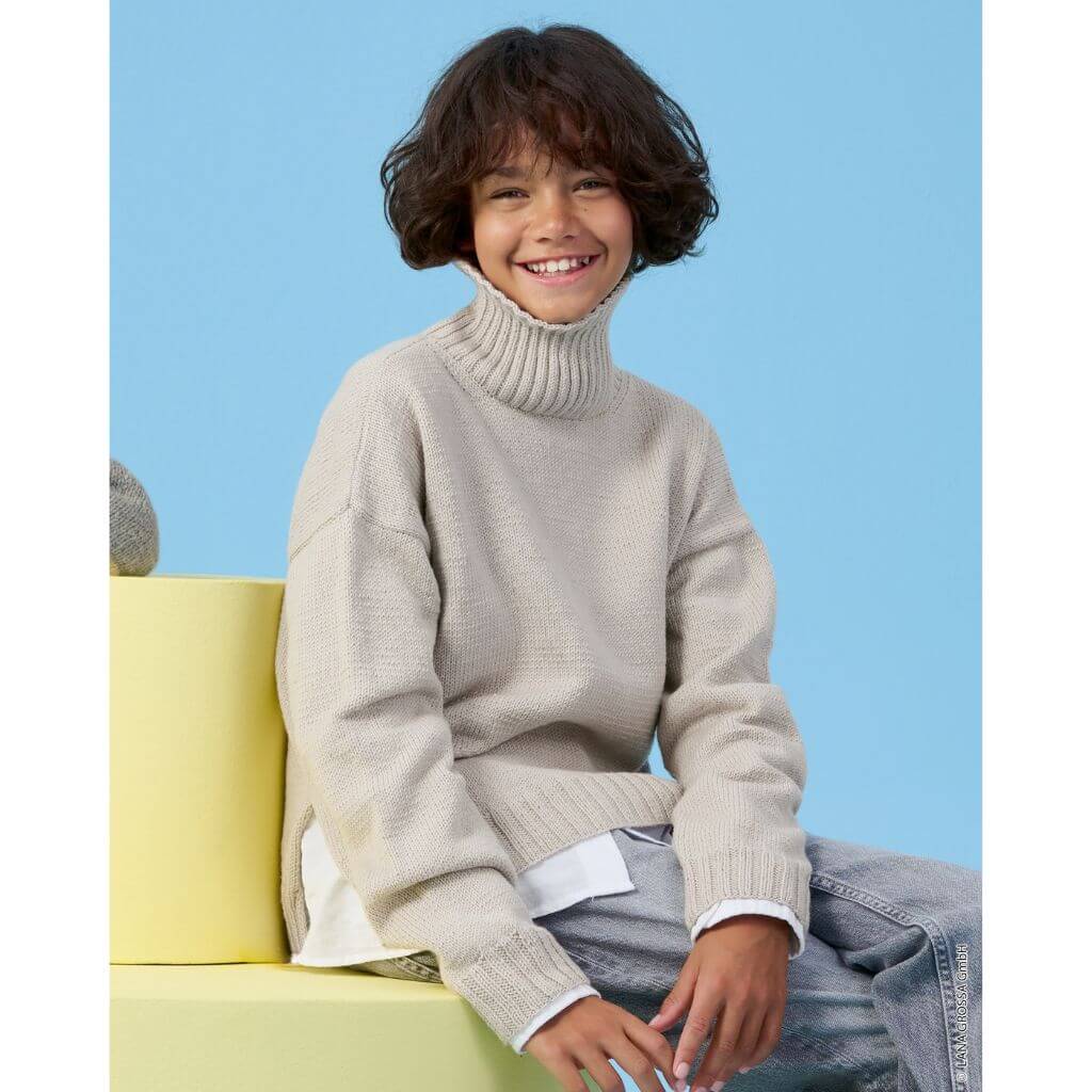 Rollkragenpullover mit Seitenschlitz Strickanleitung - Lana Grossa (Heft)