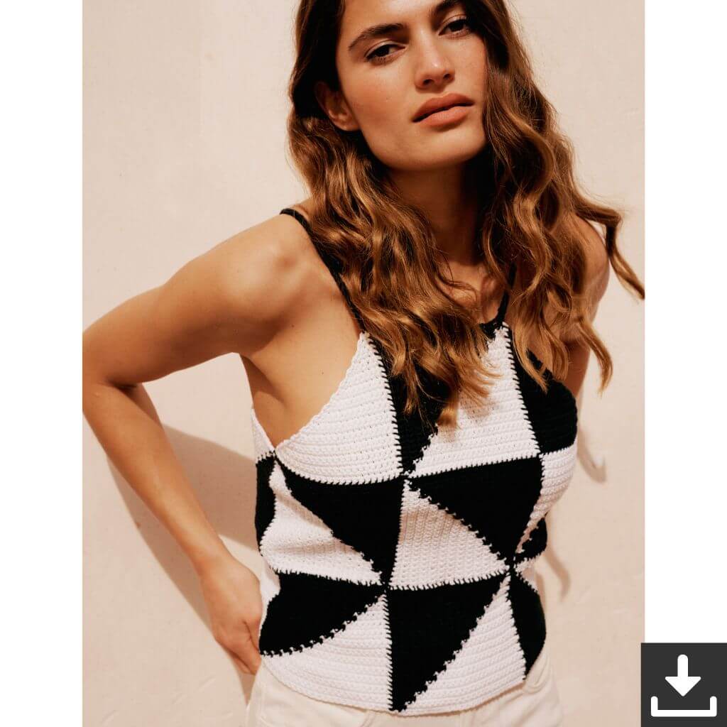 Lana Grossa Pattern Top mit geometrischem Muster Häkelanleitung - Lana Grossa (PDF) bei bei bei bei Lieblingsgarn