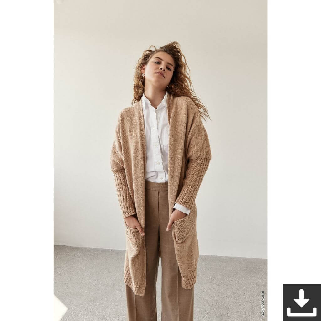 Lana Grossa Pattern Strickjacke Long Cardigan Strickset - Lana Grossa (PDF) bei bei bei bei bei bei bei Lieblingsgarn