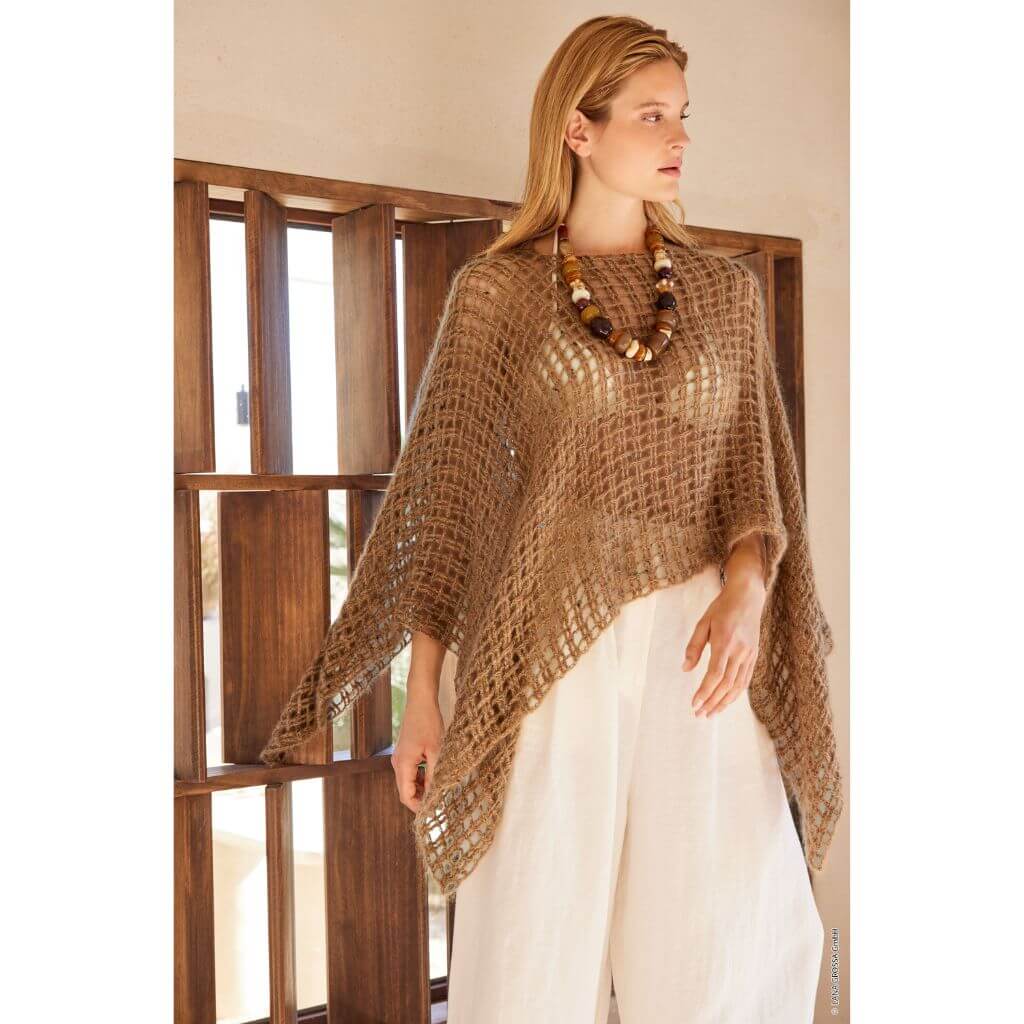Lana Grossa Pattern Poncho Gittermuster Häkelanleitung - Lana Grossa (Heft) Lieblingsgarn