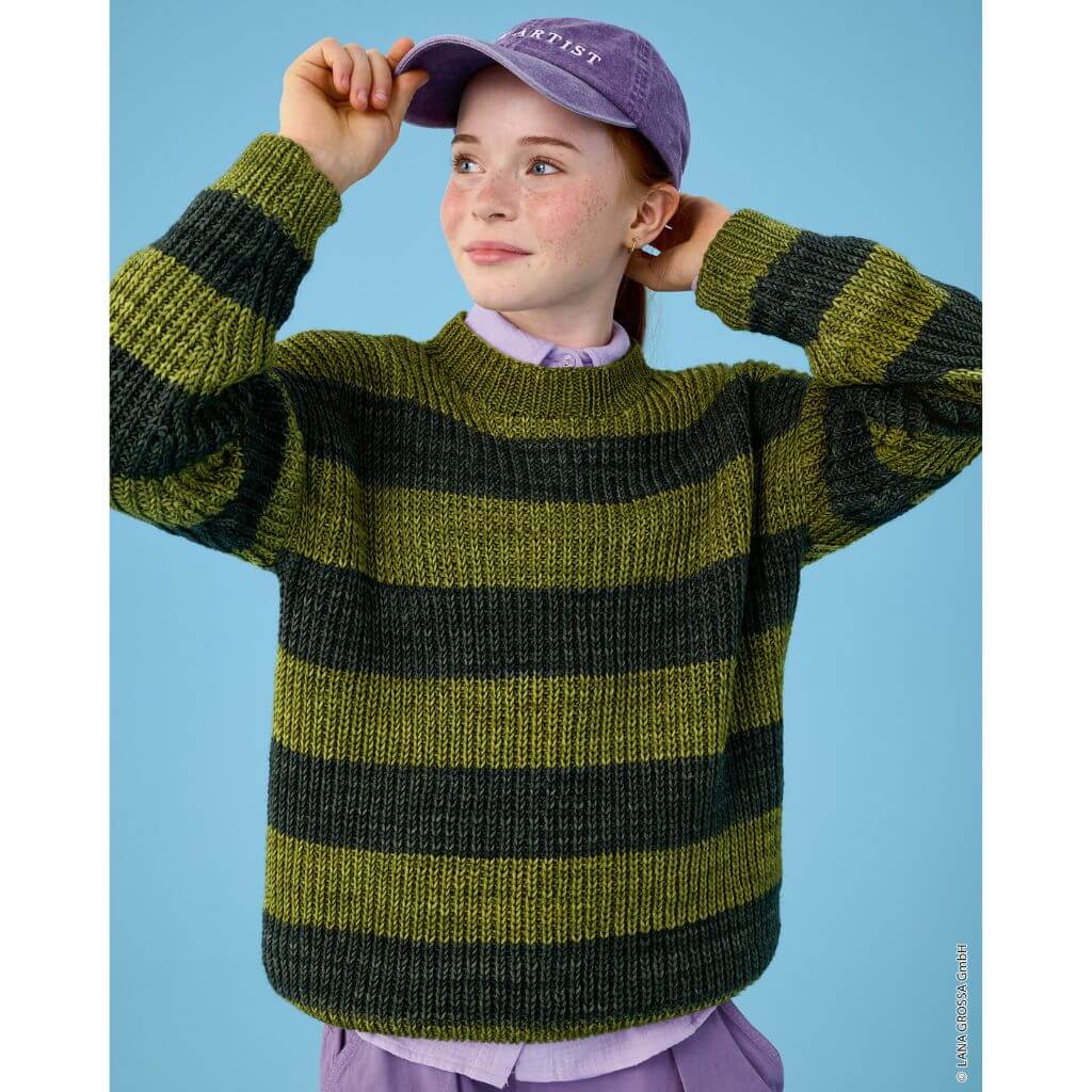 Lana Grossa Kinder-Streifenpullover im Halbpatent Strickanleitung – Bild 4 von 6 bei Lieblingsgarn