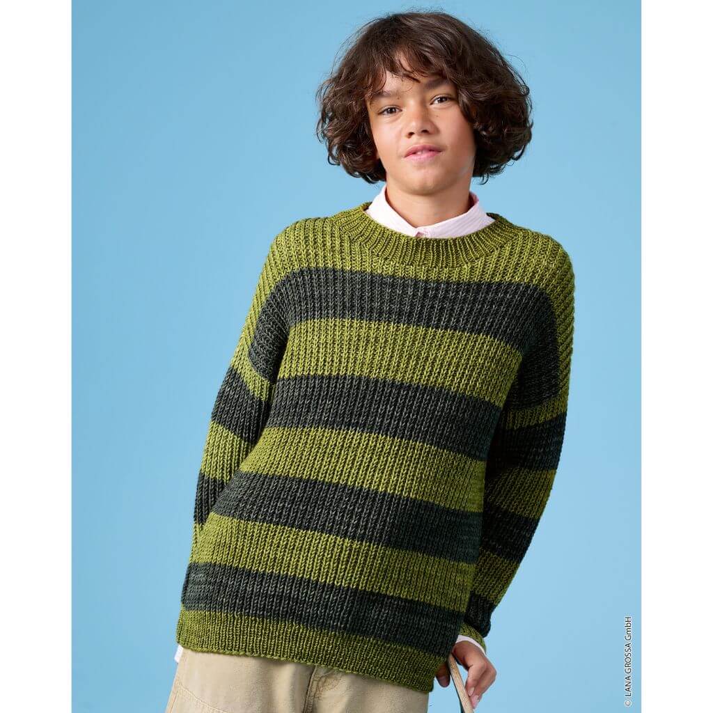 Lana Grossa Kinder-Streifenpullover im Halbpatent Strickanleitung – Bild 6 von 6 bei Lieblingsgarn