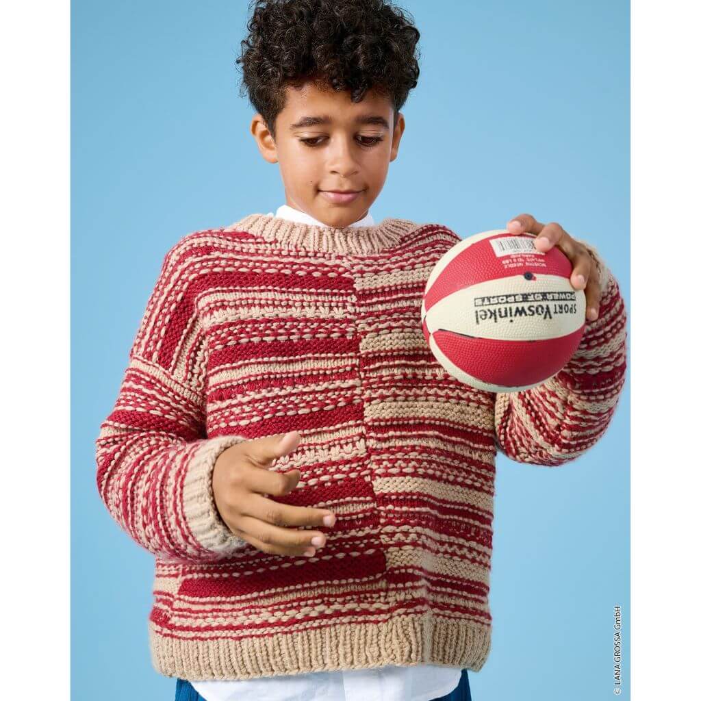 Kinderpullover mit gespiegeltem Streifenmuster Strickanleitung - Lana Grossa (Heft)