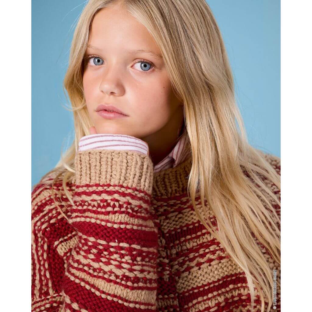 Kinderpullover mit gespiegeltem Streifenmuster Strickanleitung - Lana Grossa (Heft)